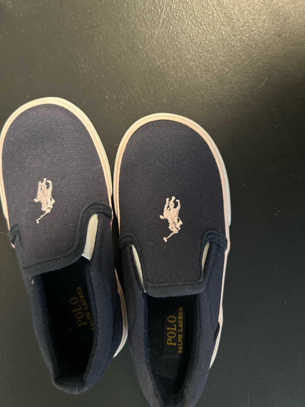 Polo by Ralph Lauren Kids Navy Canvas Slip-On Sneakers with White Polo Logo